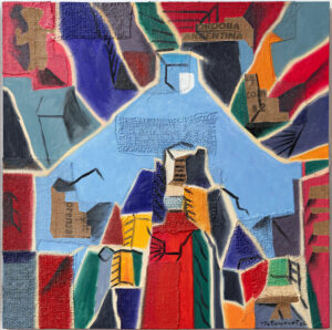 Pintura Desde el templo Miguel Betancourt óleo y cáñamo técnica mixta 100x100cm colección Palingenesia