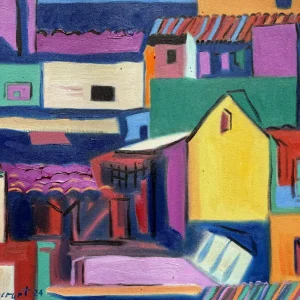 El Muro amarillo obra de Miguel Betancourt, técnica óleo sobre tela 35 x 45 cm, 2024