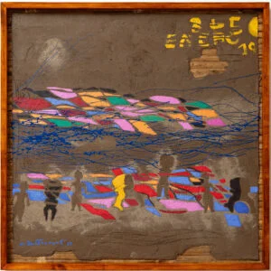 Miguel Betancourt - Sábana de enero - Óleo y tierra sobre madera - 107 x 107 cm - Colección Palingenesia