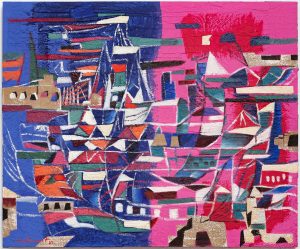 Metrópoli de Miguel Betancourt, pintura original 2025, óleo y relieve sobre lienzo, 100x120 cm